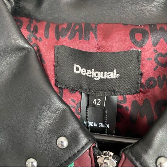 Desigual Carole Jewelled Faux Leather Embroidered Jacket Size 8 NWT - Picture 2 of 13